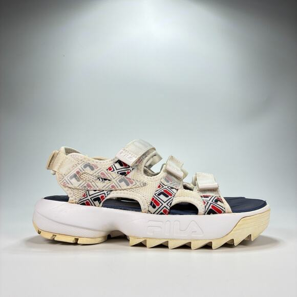 Fila Disruptor White Navy Blue Chunky Platform Strap Sandals Women’s Size 7 - Picture 1 of 9